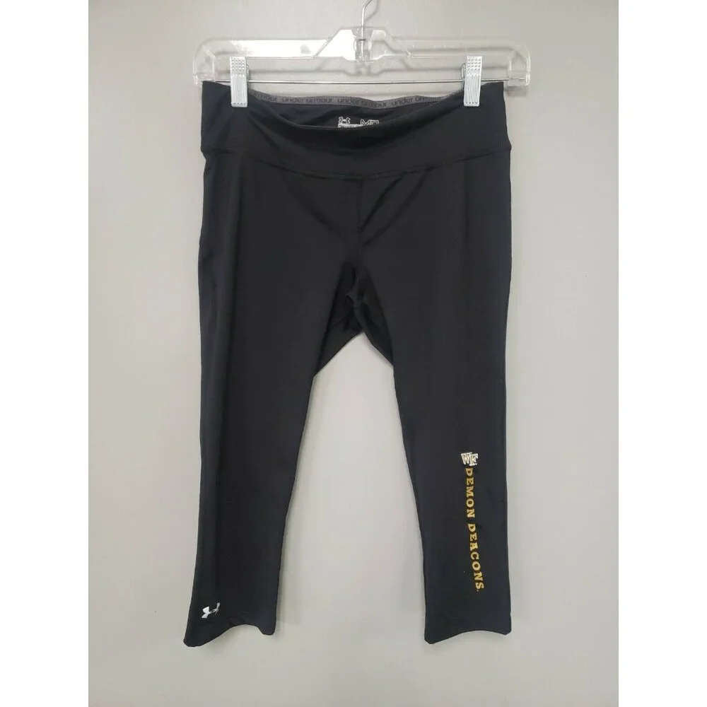 Under Armour Leggings  Size M womens Fitted‎ Heatgear Black Spotted Crop Active